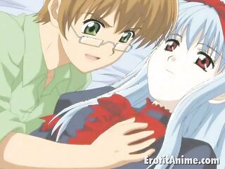 azul haired anime chavala