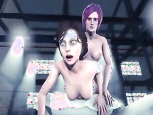 brunette mom riding purple-haired