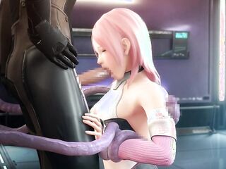 pink-haired busty vixen gets