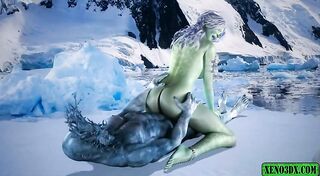 purple-haired beauty riding blue